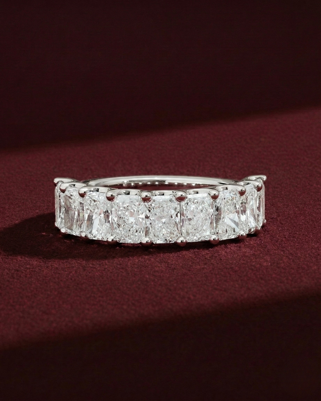 Radiant Cut Lab Grown Diamond Half Eternity Band, Radiant Diamond Wedding Band, 3.20 Carat Diamond Anniversary Ring, Radiant Diamond Ring
