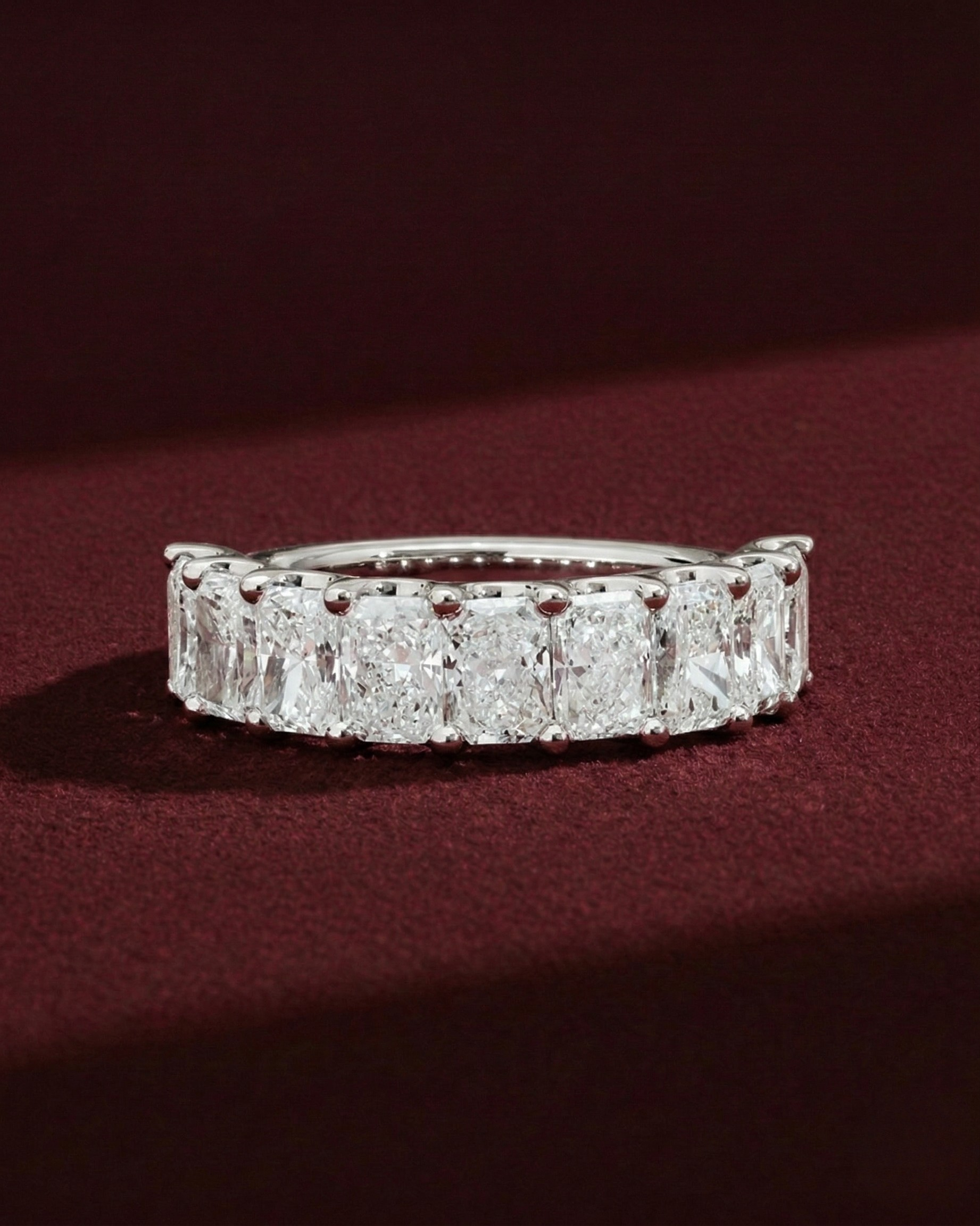 Radiant Cut Lab Grown Diamond Half Eternity Band, Radiant Diamond Wedding Band, 3.20 Carat Diamond Anniversary Ring, Radiant Diamond Ring