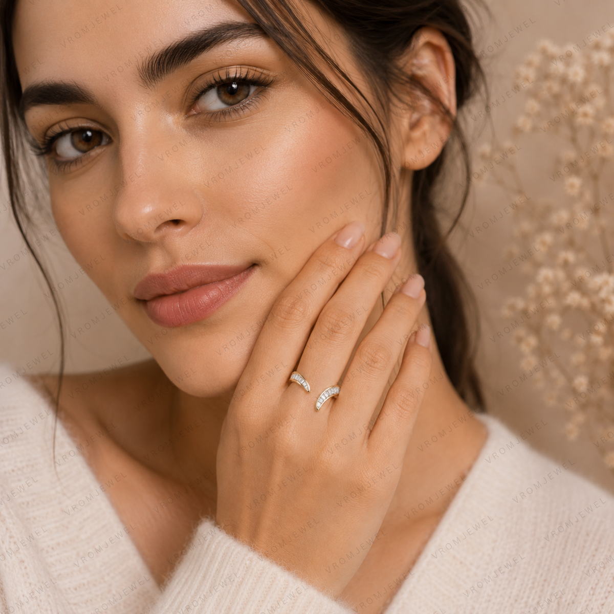 Tapered Baguette Diamond Ring, Lab Grown Diamond Ring, Minimalist Gold Ring, Modern Diamond Band, Geometric Diamond Ring