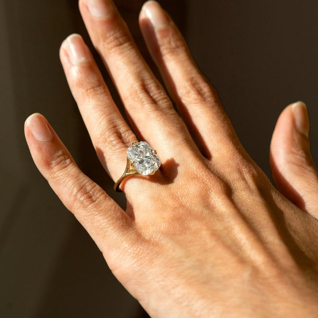 Modern Cushion Solitaire Engagement Ring | Lab Grown Diamond | 14K Yellow Gold