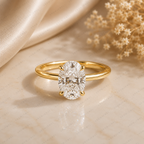 Oval Lab Grown Diamond Solitaire Engagement Ring in Solid 14K Gold