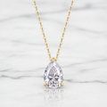 Dainty Pear Pendant Necklace | Lab Grown Diamond | 14K Yellow Gold Modern Style