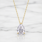 Dainty Pear Pendant Necklace | Lab Grown Diamond | 14K Yellow Gold Modern Style