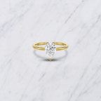 Pear Cut Lab Grown Diamond Solitaire Engagement Ring in Solid 14K Gold