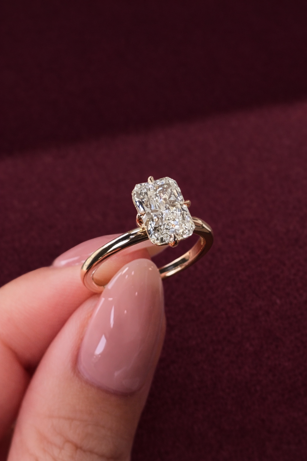 Radiant Cut Diamond Halo Engagement Ring, Radiant Diamond Ring with Round Halo, Classic Radiant Engagement Ring, Vintage Style Halo Ring