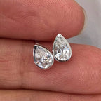 Bezel Stud Earrings Pear Shaped | Lab Grown Diamond | 14K Yellow Gold