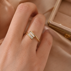 Baguette Diamond Ring, Baguette Lab Grown Diamond Ring, Minimalist Diamond Ring, Solitaire Gold Ring, Modern Engagement Ring