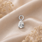 Dainty Lab Diamond Pear Charm Earrings: 14k Gold Bridal Jewelry