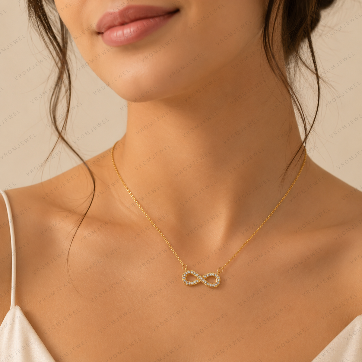 Infinity Lab Grown Diamond Necklace, Infinity Symbol Necklace, Geometric Diamond Necklace, Solid Gold Infinity Necklace, Minimalist Necklace