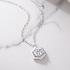 Modern Hexagon Style Round Pendant Necklace | Lab Grown Diamond | 14K Yellow Gold Elegant Style