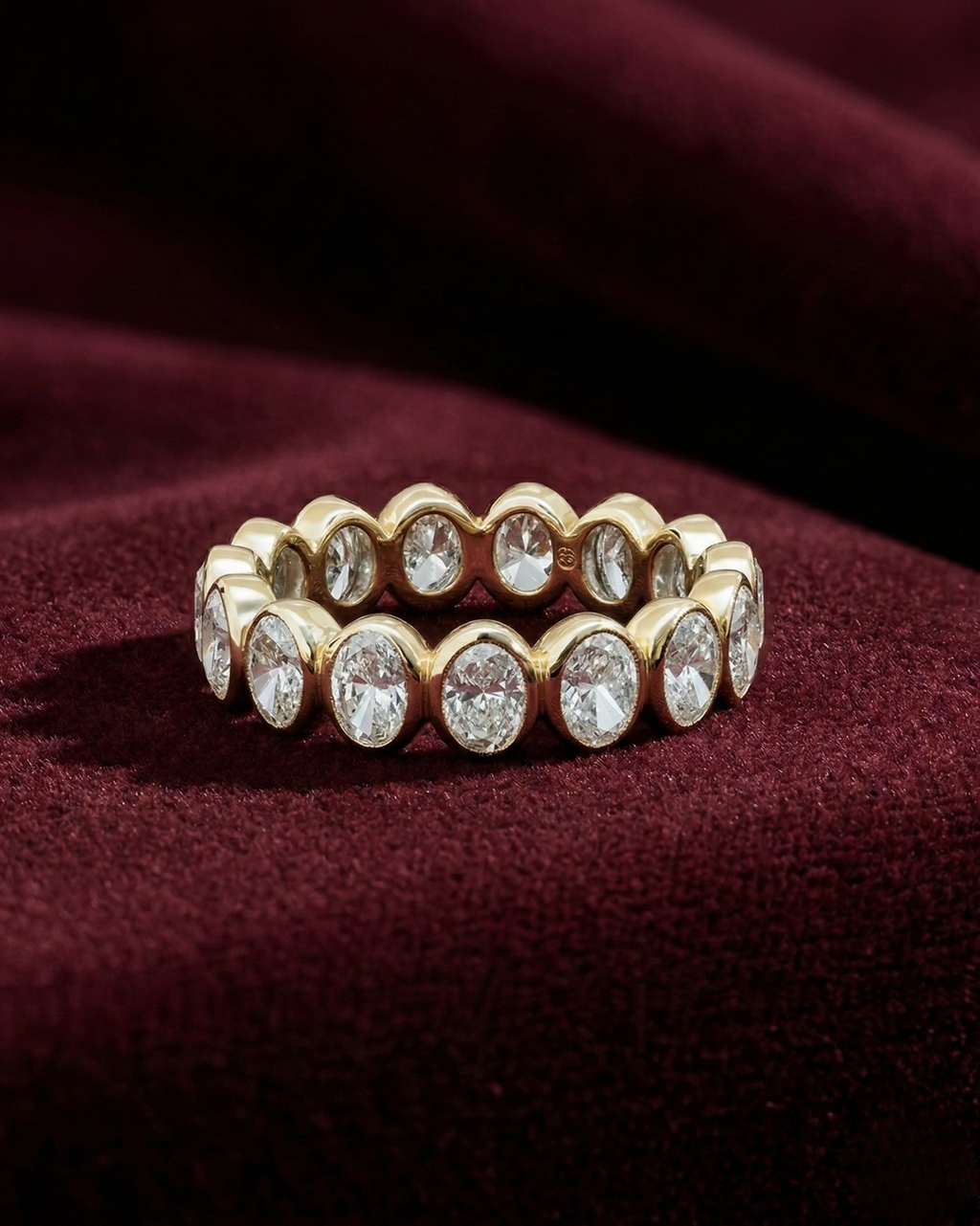 Oval Lab Grown Diamond Eternity Band, Oval Diamond Wedding Band, 2.25 Carat Full Eternity Ring, Bezel Set Diamond Anniversary Ring