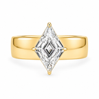 Lozenge Shape Lab Grown Diamond Ring | 2 CT | Bold Cigar Band | Geometric Engagement Ring | 14K Gold