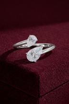 Pear Diamond Open Ring, Double Pear Diamond Ring, Minimalist Pear Diamond Engagement Ring, Modern Open Diamond Ring, Toi et Moi Style Ring