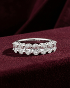 Oval Lab Grown Diamond Half Eternity Band, Oval Diamond Wedding Band, 2.10 Carat Diamond Anniversary Ring, Oval Diamond Stackable Band