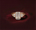 Bar Set 5 Stone Emerald Cut Ring with Baguette Accents | Lab Grown Diamond | 14K Yellow Gold