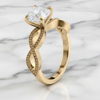 Elegant Round Engagement Ring with Milgrain Infinity Band | Lab Grown Diamond | 14K Yellow Gold