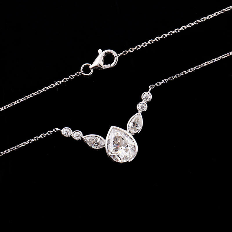 Pear Cut Chevron Pendant Necklace | Lab Grown Diamond | 14K Yellow Gold Minimalist