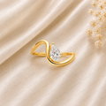 Pear Diamond Wave Engagement Ring | Lab Grown | 14K Gold Solitaire