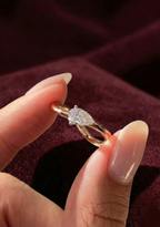 Pear Lab Grown Diamond Engagement Ring, Minimalist Pear Solitaire Ring, 14K Yellow Gold Open Diamond Ring, Unique Promise Ring