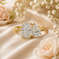 Toi et Moi Radiant and Pear Lab Grown Diamond Engagement Ring in Solid 14K Gold