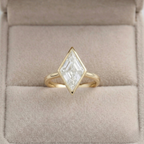Lozenge Cut Bezel Set Solitaire Ring | Lab Grown Diamond | 14K Yellow Gold Modern Geometric
