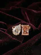 Pear and Radiant Pink Lab Grown Diamond Toi et Moi Ring, Two Stone Engagement Ring, 14K Yellow Gold Statement Diamond Ring, IGI Certified