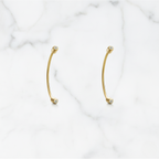 Minimal Curved Bar Dot Earrings | Lab Grown Diamond | 14K Yellow Gold Sleek Line Design
