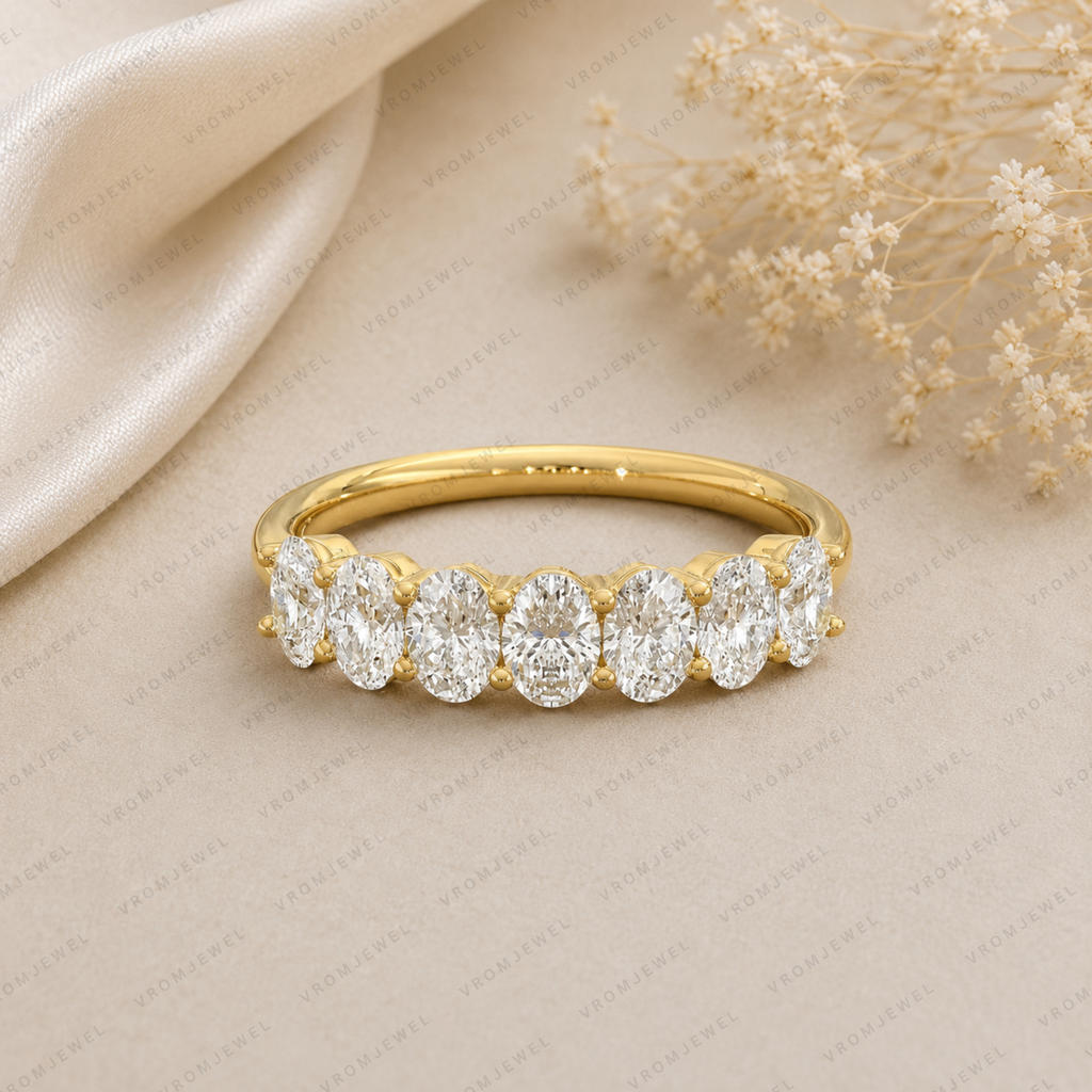 Oval Lab Grown Diamond Anniversary Band in Solid 14K Gold