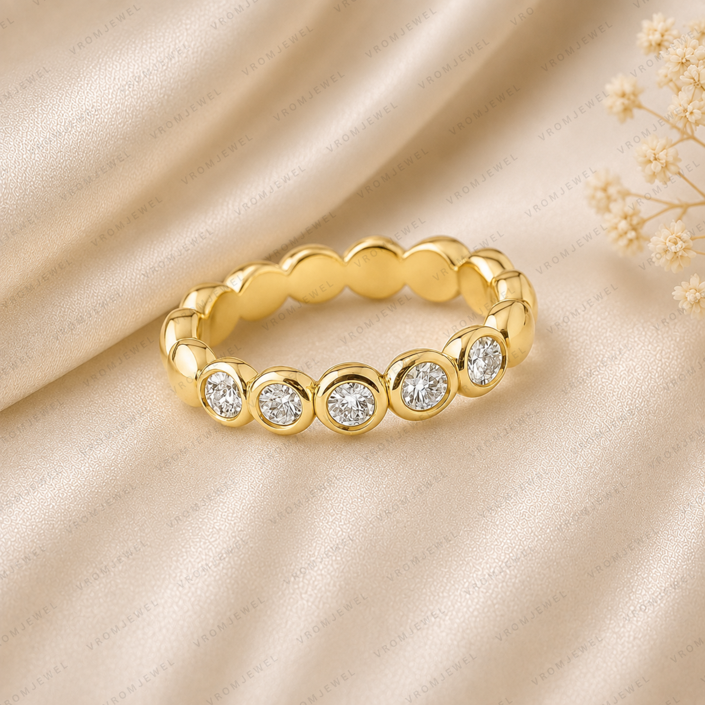 Bezel Set Diamond Eternity Band | Lab Grown | 14K Gold Anniversary Ring