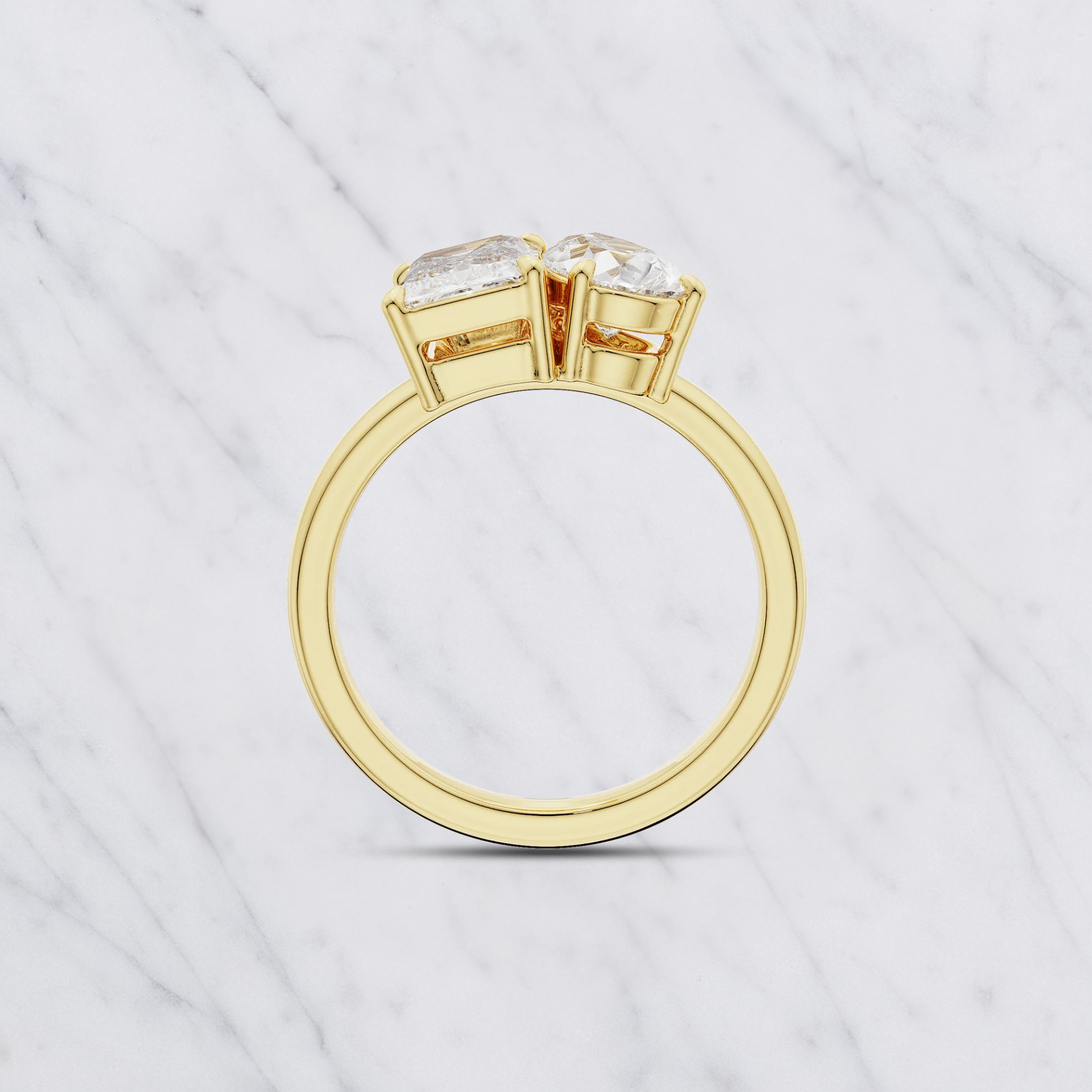 Toi et Moi Radiant and Pear Lab Grown Diamond Engagement Ring in Solid 14K Gold