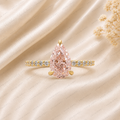Pink Pear Shape Lab Grown Diamond Engagement Ring, Pink Diamond Solitaire Ring, Minimalist Diamond Ring, 10K 14K 18K Gold
