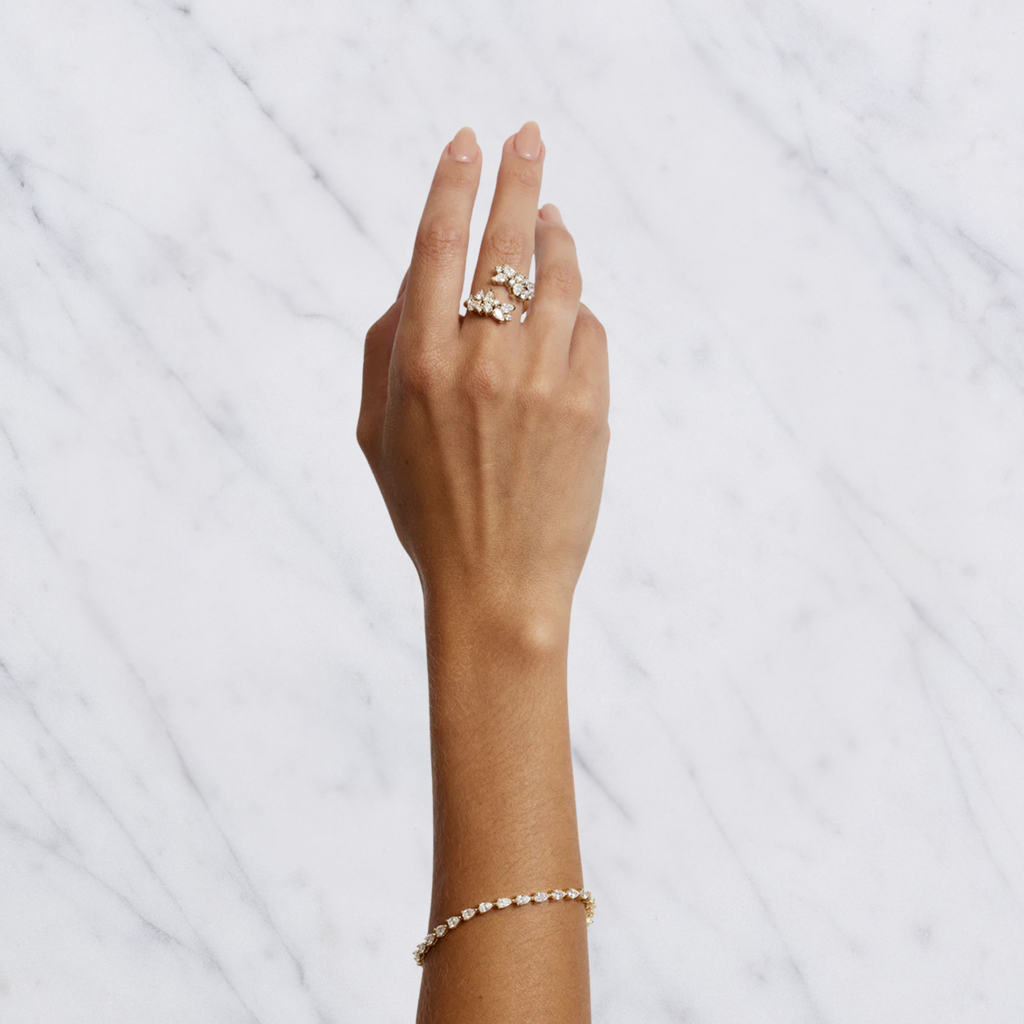 5.60ct Pear Cut Lab Grown Diamond Tennis Bracelet: 14k Gold Bridal Jewelry