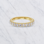 Round Lab Grown Diamond Half Eternity Wedding Band in Solid 14K Gold