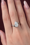 Pear Shape Diamond Half Bezel Engagement Ring, Pear Diamond Solitaire Ring, Minimalist Pear Diamond Ring, Modern Half Bezel Diamond Ring.