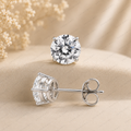 Round Lab Grown Diamond Solitaire Bridal Stud Earrings in Solid 14K Gold