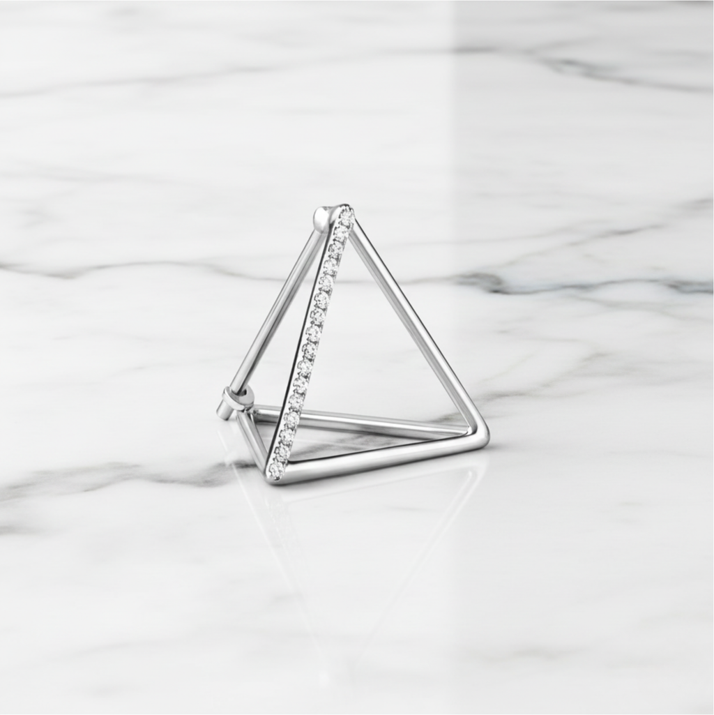 Triangle Pyramid Earrings Contemporary Style | Lab Grown Diamond | 14K Yellow Gold