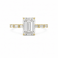 Emerald Cut Lab Grown Diamond Ring with Baguette Side Accents | 2 CT IGI Certified | 14K Gold Elegant Ring