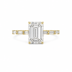 Emerald Cut Lab Grown Diamond Ring with Baguette Side Accents | 2 CT IGI Certified | 14K Gold Elegant Ring