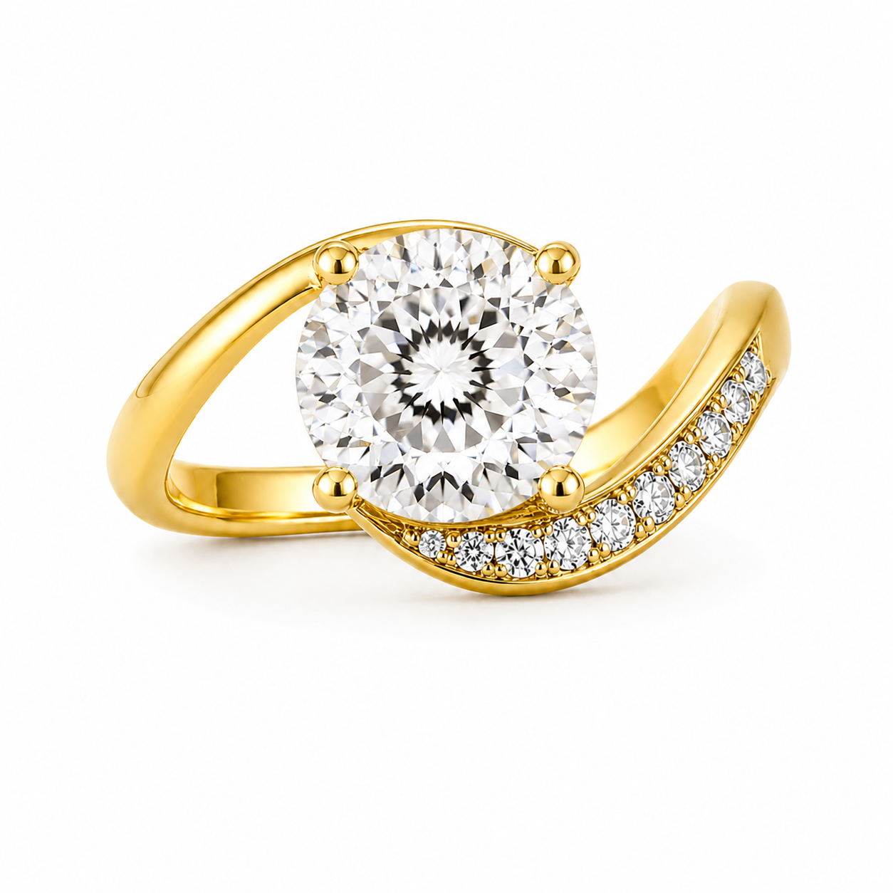 Portuguese Cut Lab Grown Diamond Ring | 1 CT IGI Certified | Twisted Pave Band | Vintage Inspired Engagement Ring | 14K Gold
