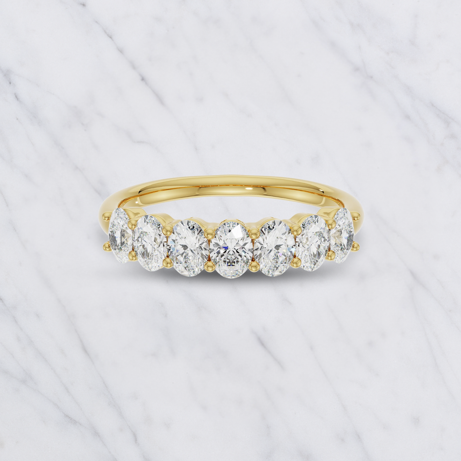 Oval Lab Grown Diamond Anniversary Band in Solid 14K Gold