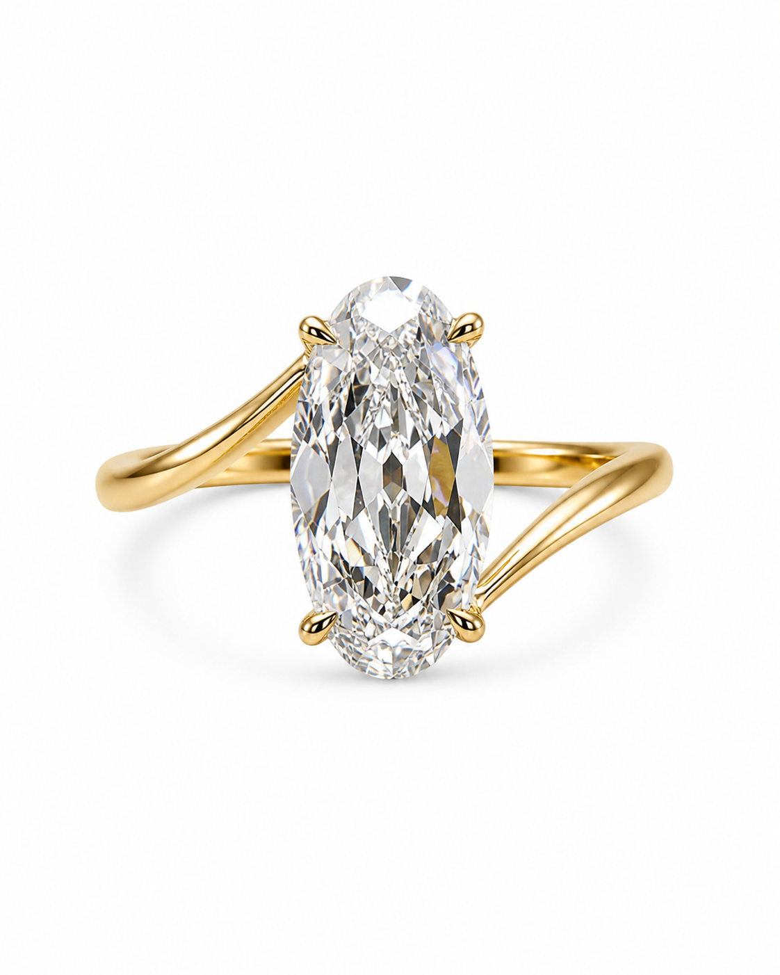 Old Mine Oval Lab Grown Diamond Engagement Ring | 2 CT | Twisted Vintage Ring | Antique Style | 14K Gold