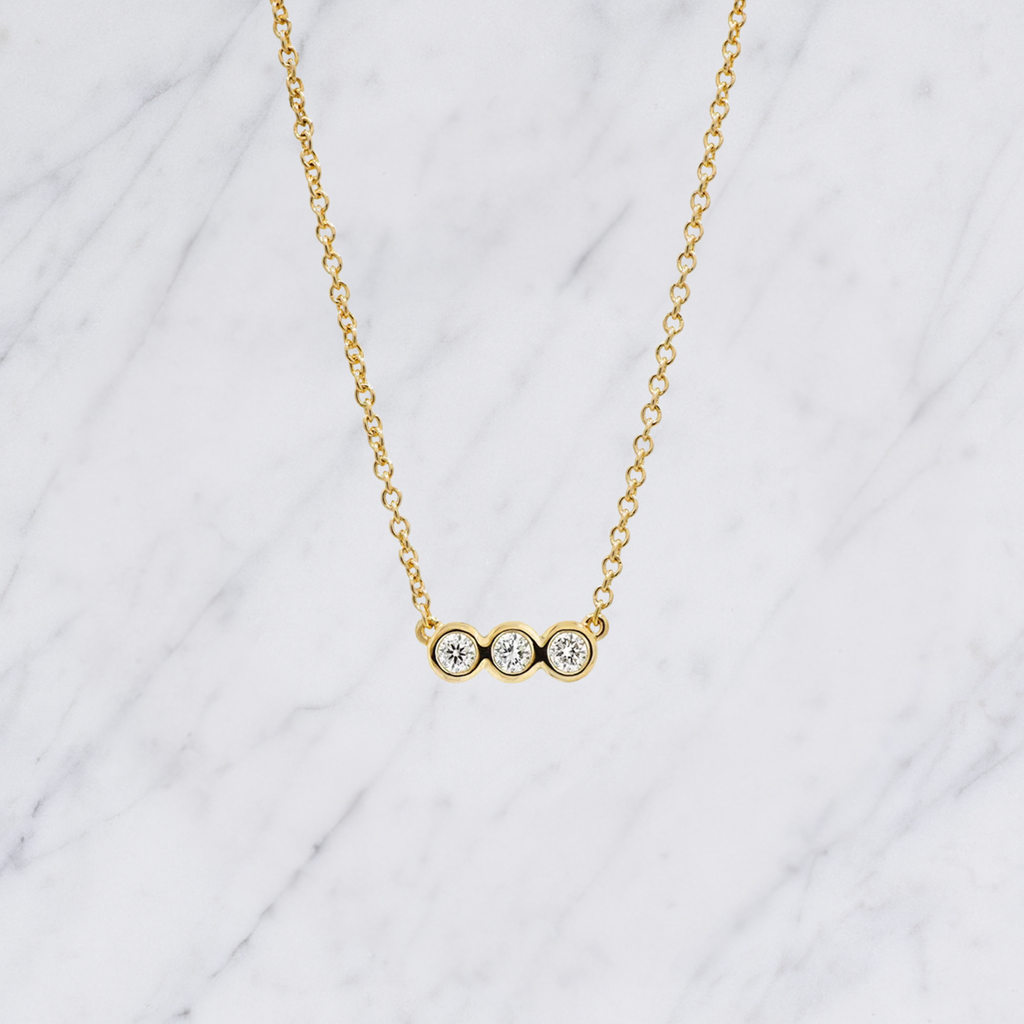 Dainty Trio Lab Diamond Necklace: 14k Gold Bridal Jewelry