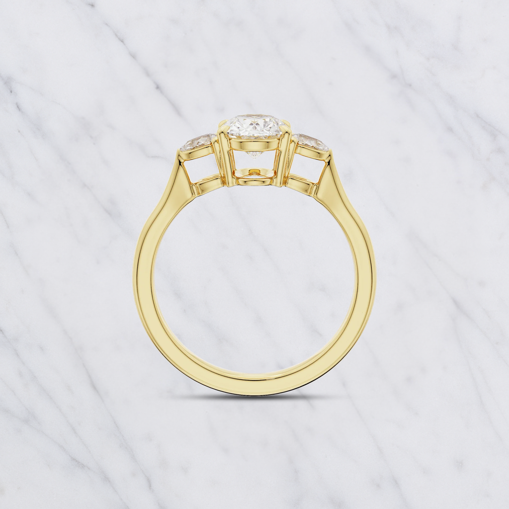 Lab Diamond Engagement Ring: 1.00ct Oval, Pear Side Stones