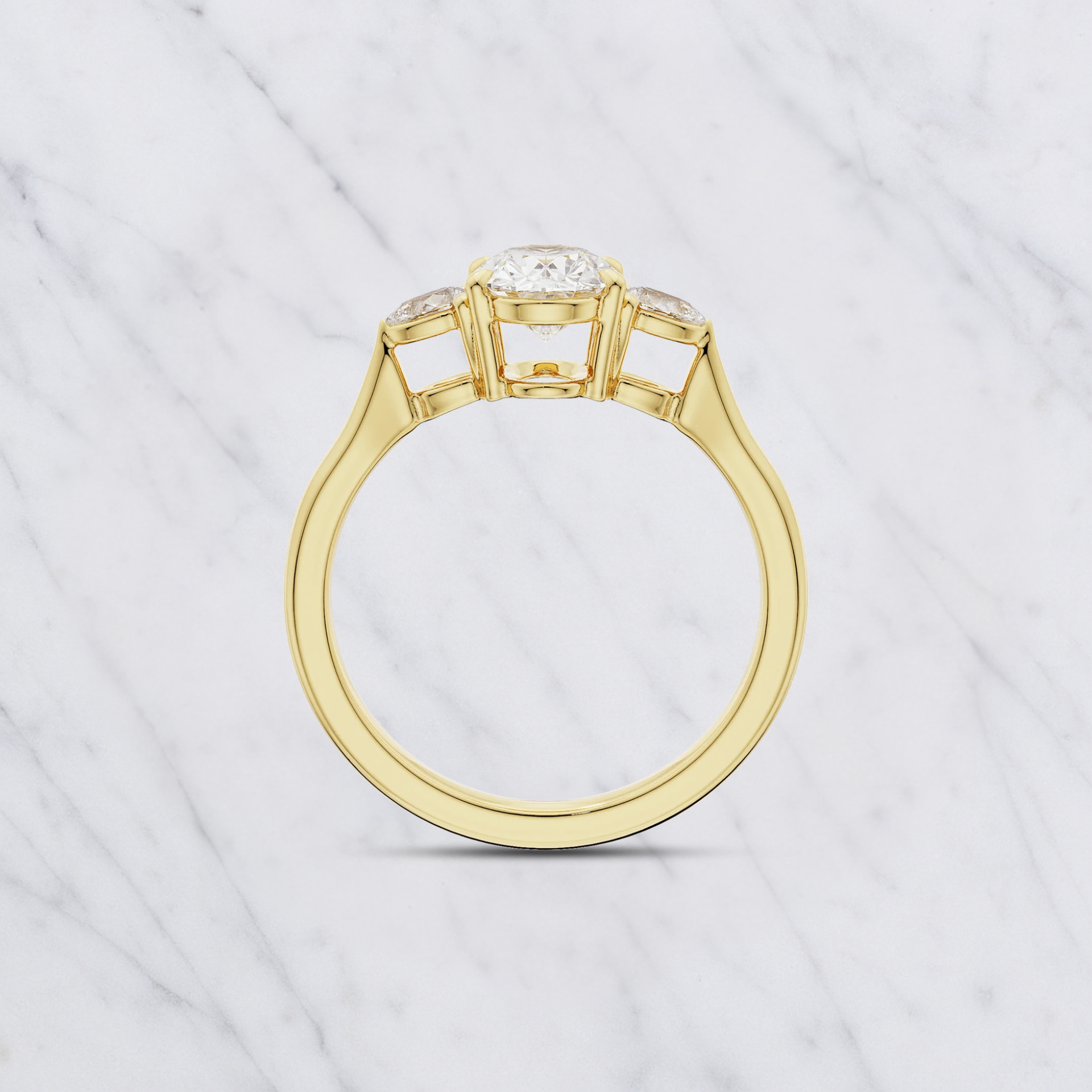 Lab Diamond Engagement Ring: 1.00ct Oval, Pear Side Stones