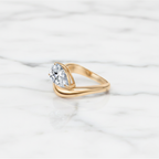Pear Cut Wrap Twist Ring | Lab Grown Diamond | 14K Yellow Gold Smooth Modern Setting