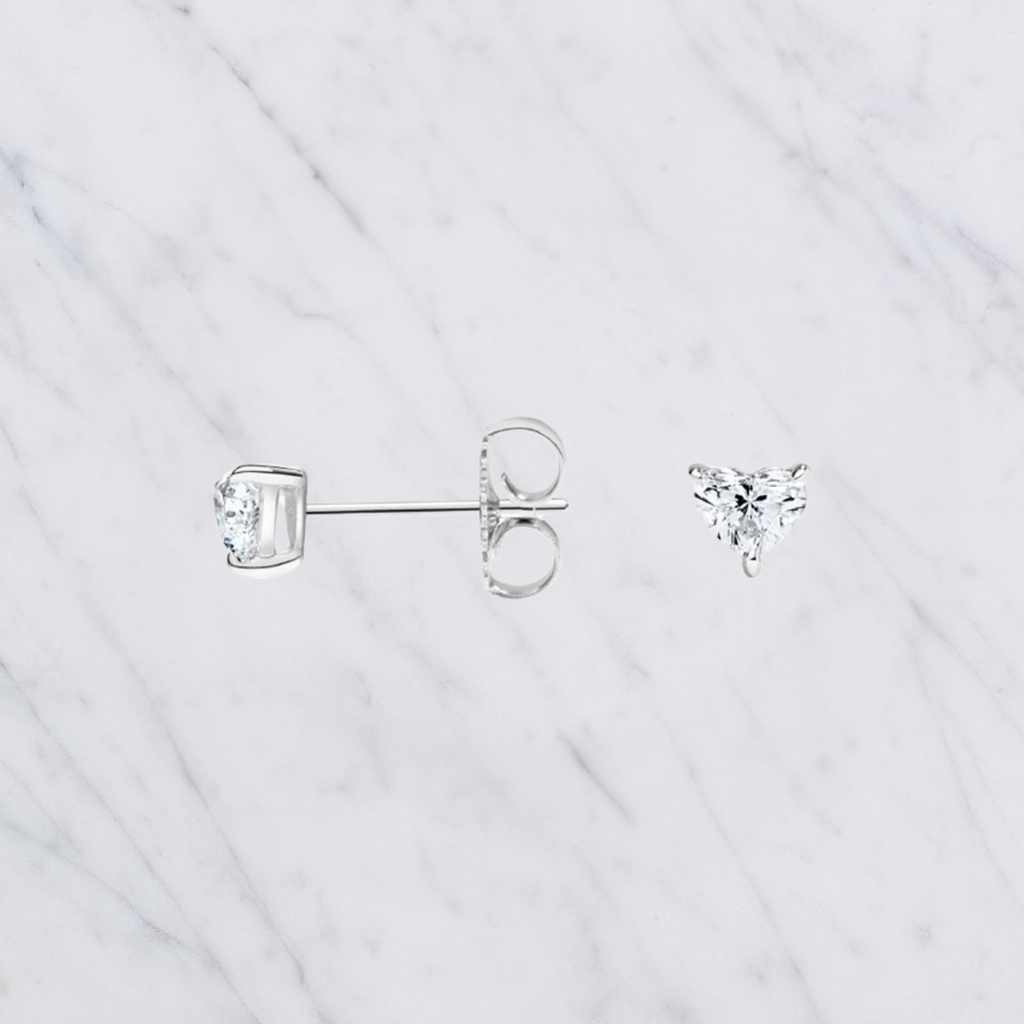 Heart Shape Diamond Stud Earrings | Lab Grown | 14K Yellow Gold