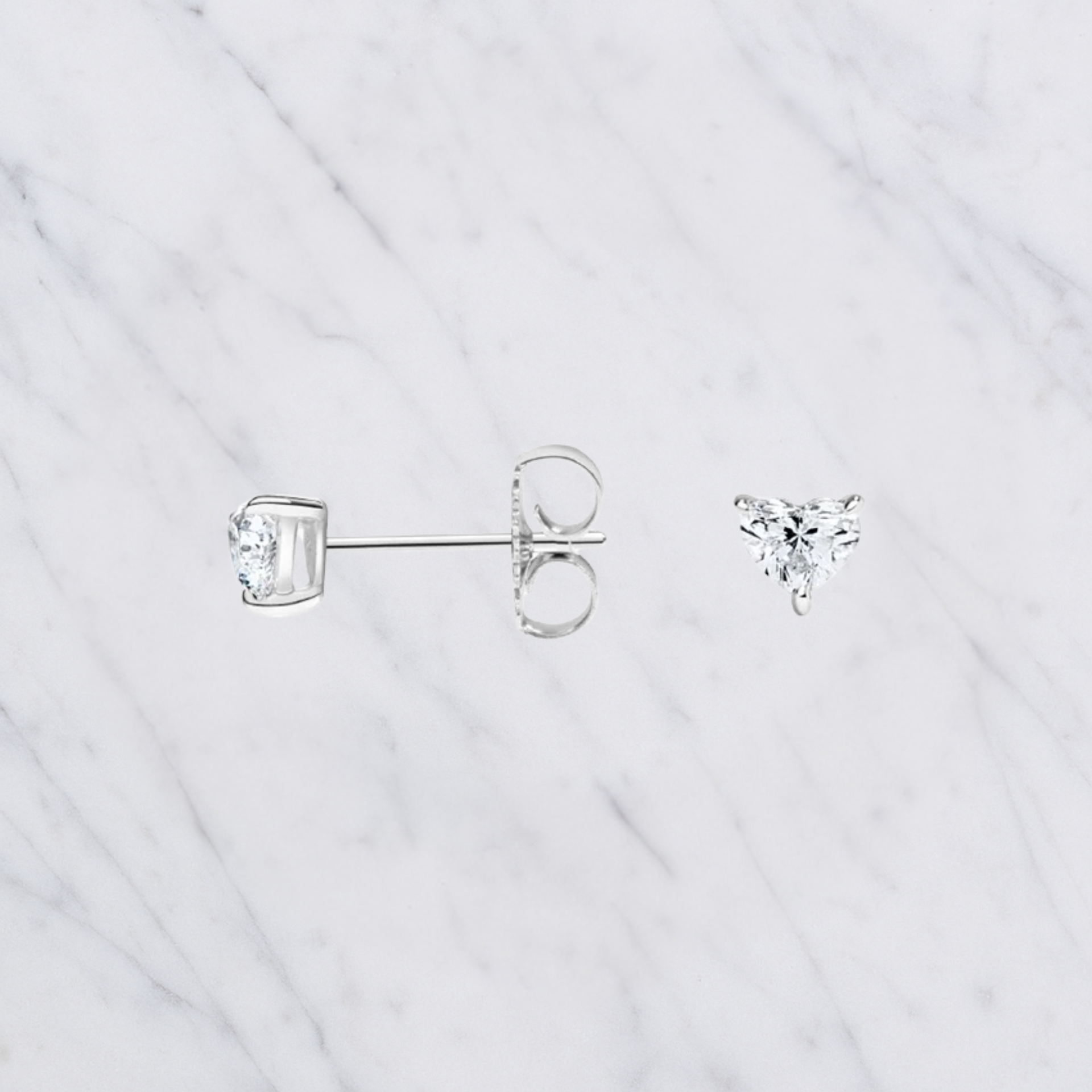 Heart Shape Diamond Stud Earrings | Lab Grown | 14K Yellow Gold