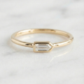 Bullet Cut East West Bezel Set Solitaire Ring | Lab Grown Diamond | 14K Yellow Gold