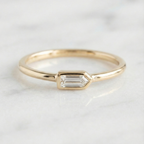 Bullet Cut East West Bezel Set Solitaire Ring | Lab Grown Diamond | 14K Yellow Gold