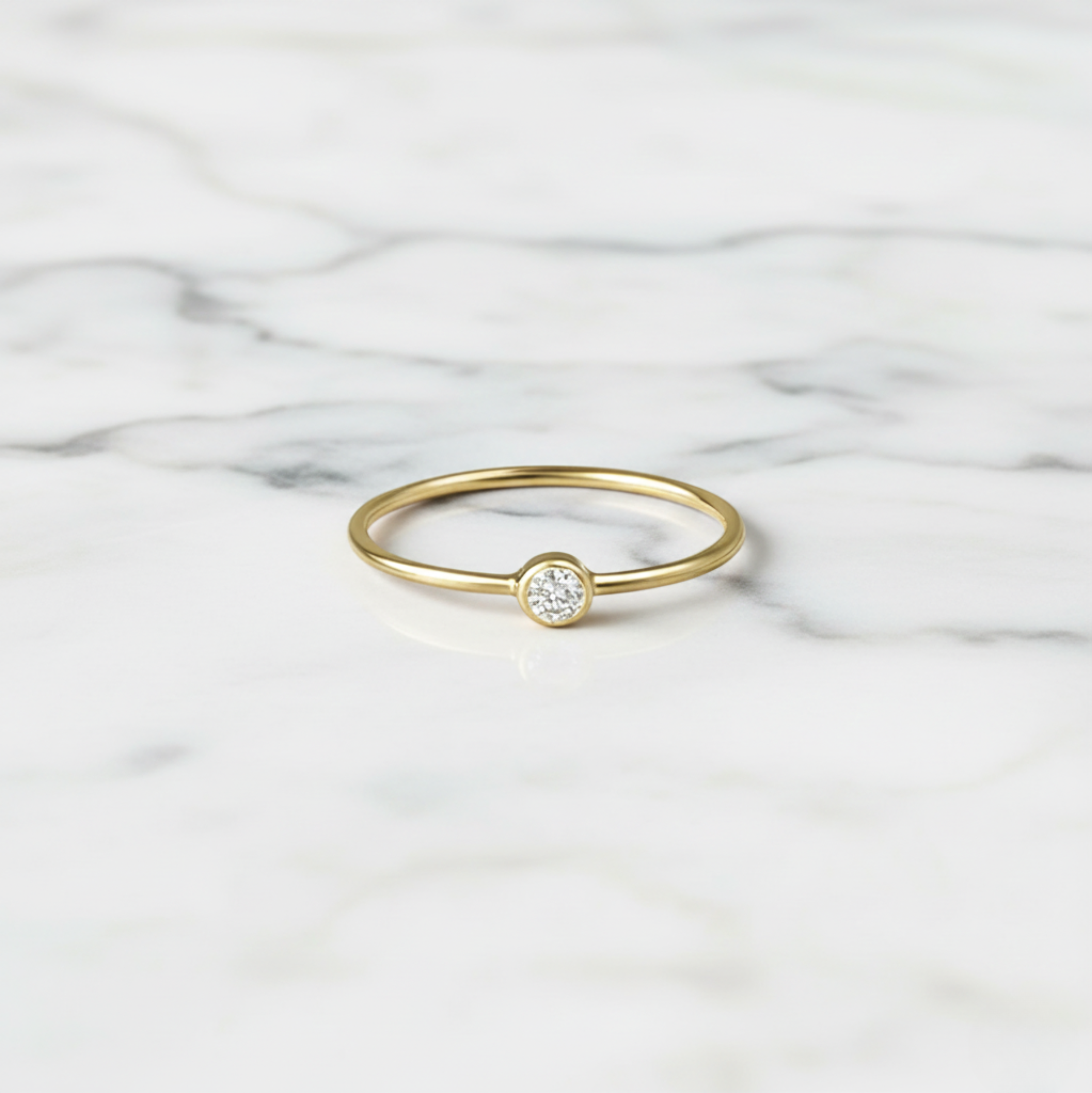 Minimalist Bezel Set Jewelry Set 4 in 1 | Lab Grown Diamond | 14K Yellow Gold